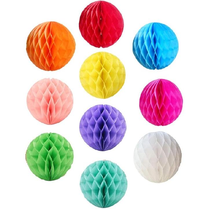 10pcs 8inch Honeycomb Paper Pom Poms Decorative Tissue Flower Balls DIY Paper Handmade Craft for Wedding, Baby Shower, Birthday, Party, Home Decor