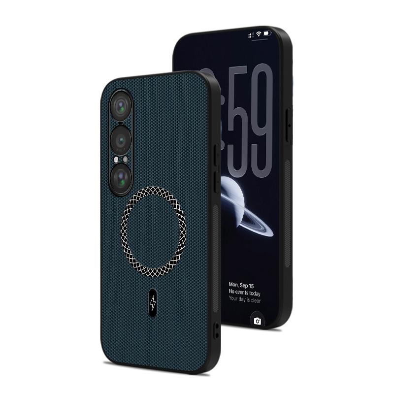 Магнитный чехол для Sony Xperia 1 VIII, матовая боковая часть, противоскользящие полоски, приятная на ощупь обложка из ПУ-кожи, ударопрочный, для Magsafe, Funda