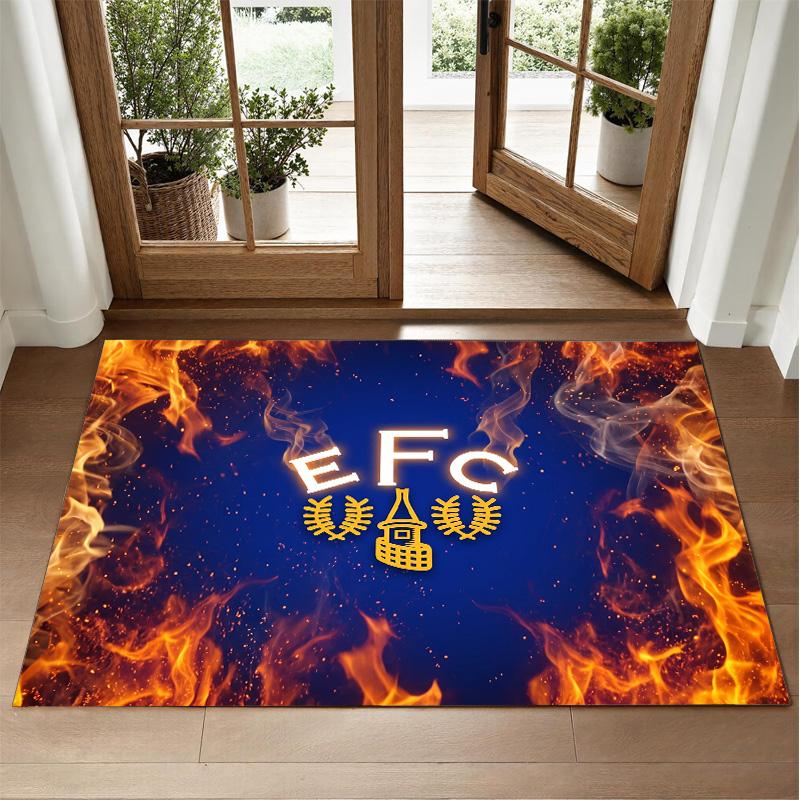 Everton Football Design Crystal Velvet Rug Soft Decorative Mat for Bedroom Entrance
