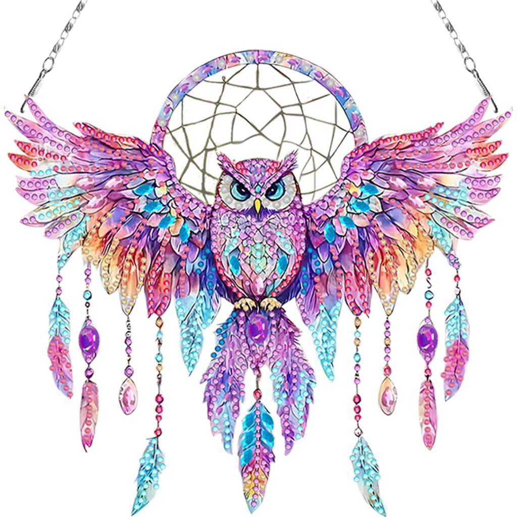 Ловец снов с животными DIY Набор для алмазной мозаики Подвеска Алмазная живопись Украшения Алмазная живопись Подвеска для подвешивания на стену, окно