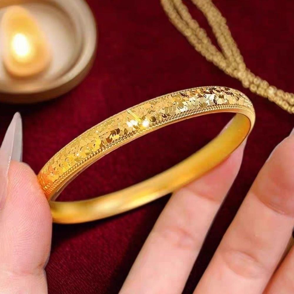 Fish Scale Pattern Ice Breaker Gold Bracelets Elegant Shiny Cuff Engagement Ceremony