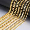 Gold Chain For Men Women Wheat Figaro Rope Cuban Link Chain Gold Filled Stainless Steel Necklaces Male Jewelry Gift
