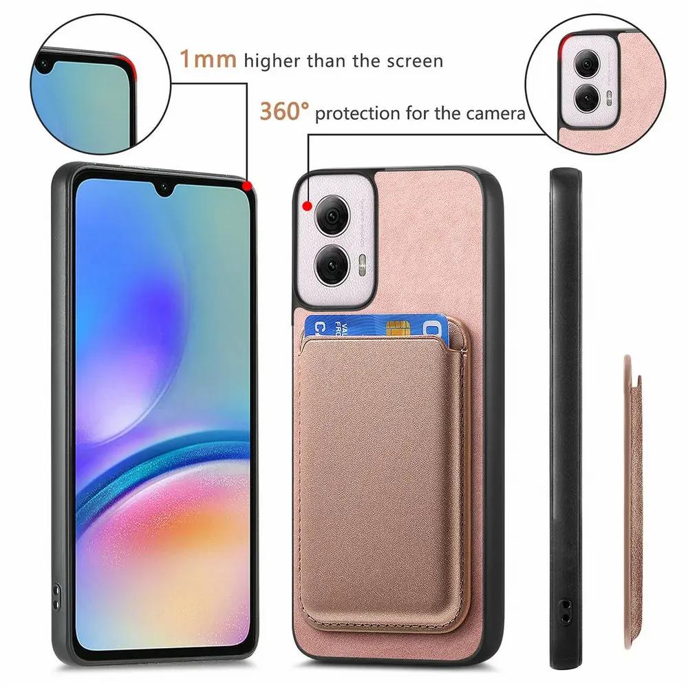 G45 34 5G Magnetic for Magsafe Leather Card Detachable 2IN1 Magnet Wireless Charging Cover for Motorola Moto G55 G34 G35 G Power Play 2024