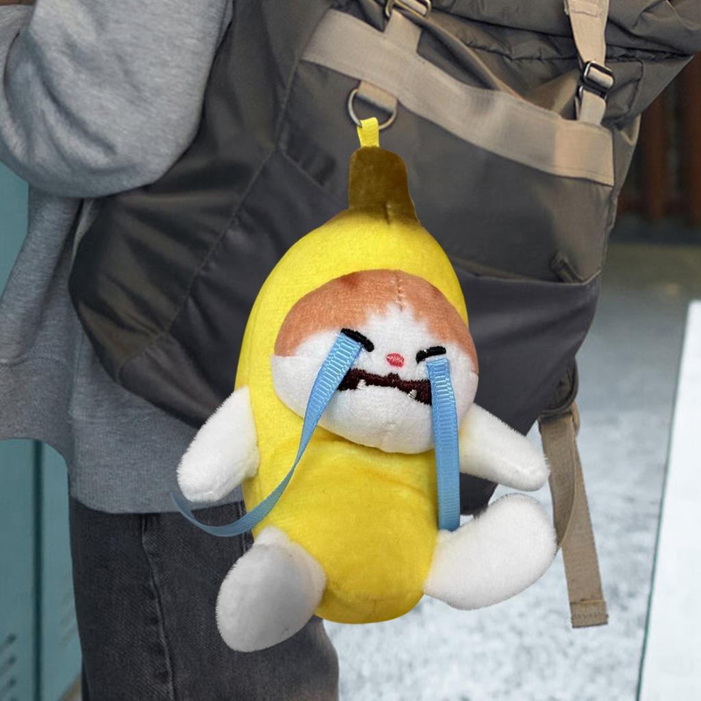 Creative Cute Crying Plush Banana Girl Doll Keychain Doll Student Gift Backpack Pendant