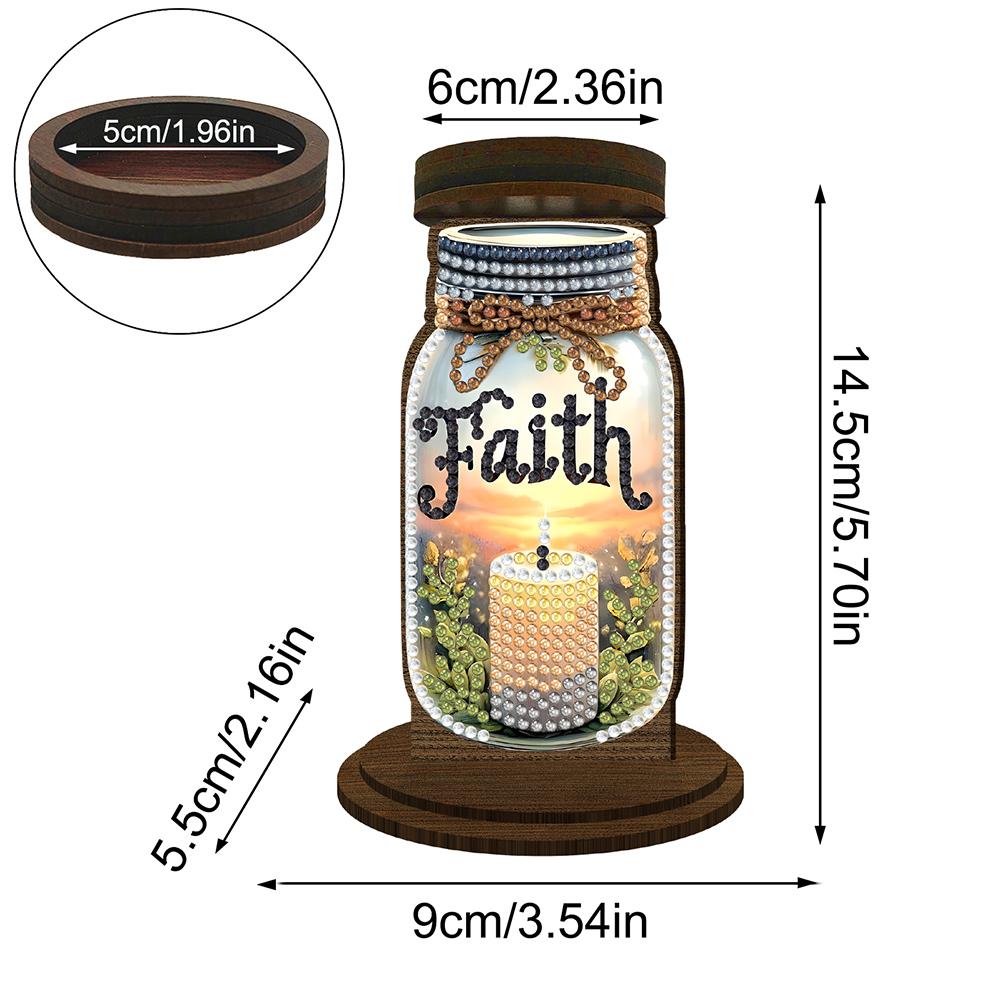 Wooden Exquisite Pattern Mosaic Rhinestone Drawing Candlestick Decor 5D DIY Diamond Painting Candlestick for Home Office