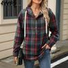 Женская мода повседневные толстовки с капюшоном и свитшоты с длинным рукавом в клетку