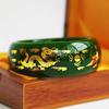 Natural Jade Gold Plated Widening Bracelet Fashionable Charm Emerald Hand Jewelry Bangle Gift