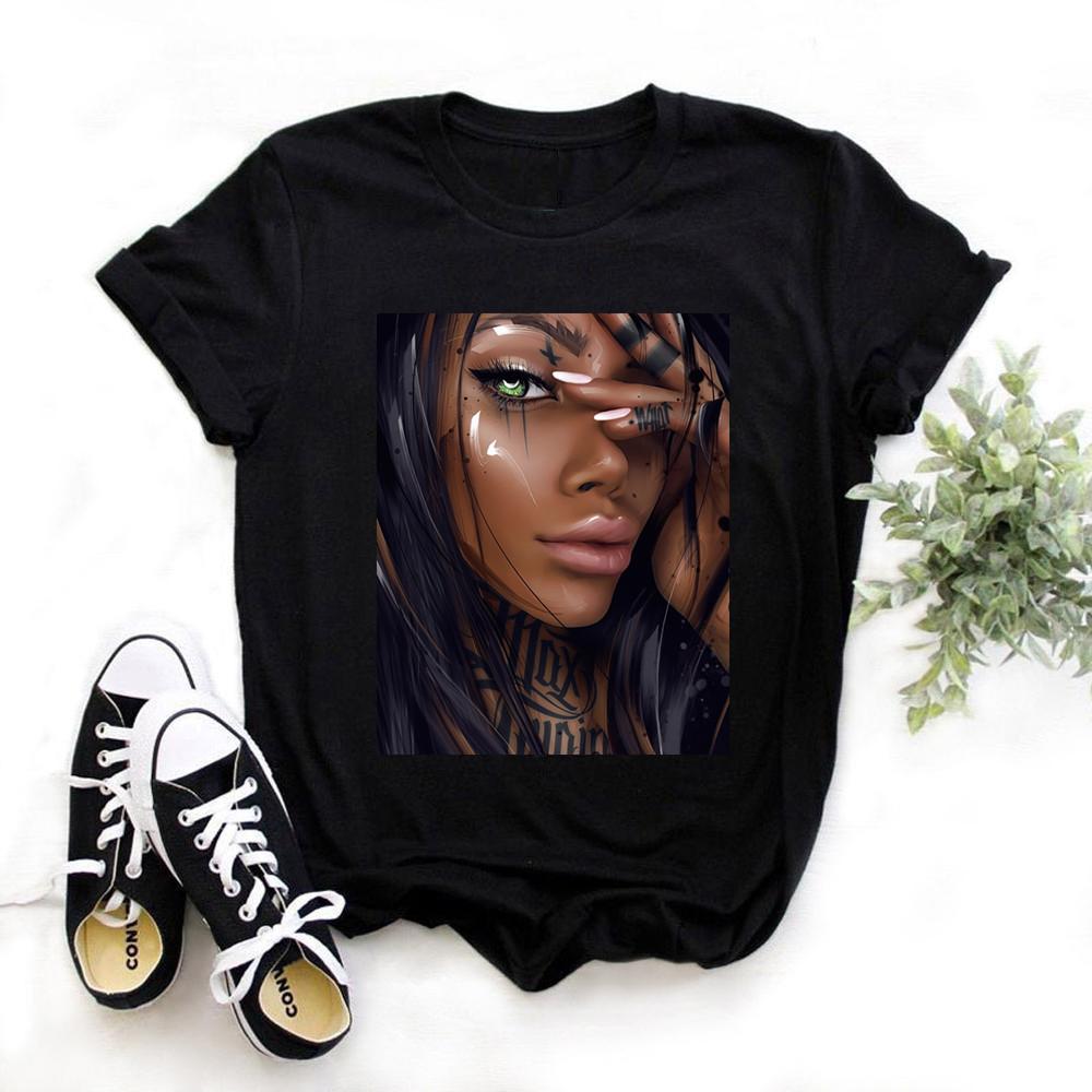 Women Black Cotton T Shirt Summer Short Sleeve Harajuku Tshirt Girl S T Shirts Black