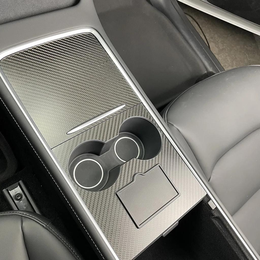 Center Console Cover For Tesla Model 3 Y Central Control Armrest Panel Trim Real Carbon Fiber Car Interior Accessories 2025-2025
