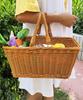 Aimoha Picnic Basket with Storage, Plastic Handles, Lunch Basket, 2 Handles [Brown, Small]