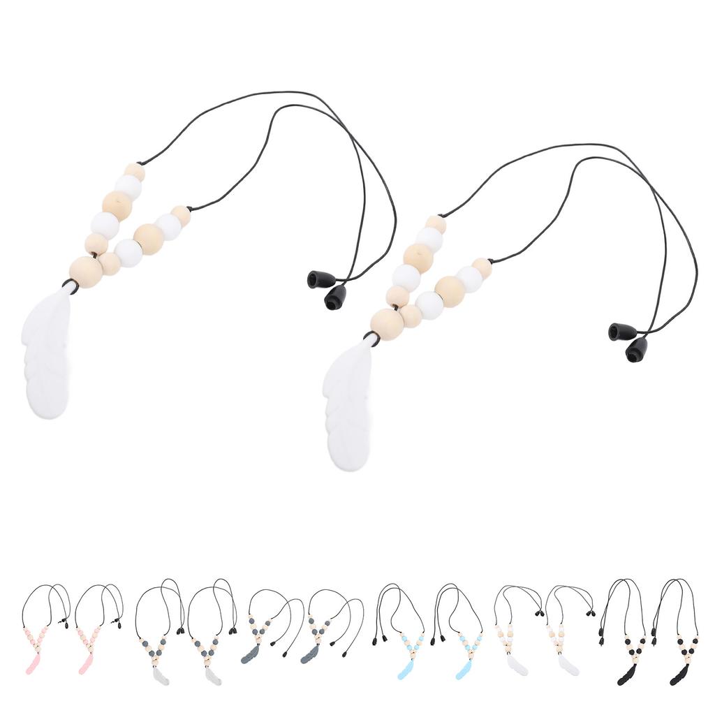 2 шт. Сенсорное ожерелье Уменьшает грызение пальцев Мягкий силиконовый жевательный кулон-ожерелье Подвеска-перо Сенсорное ожерелье