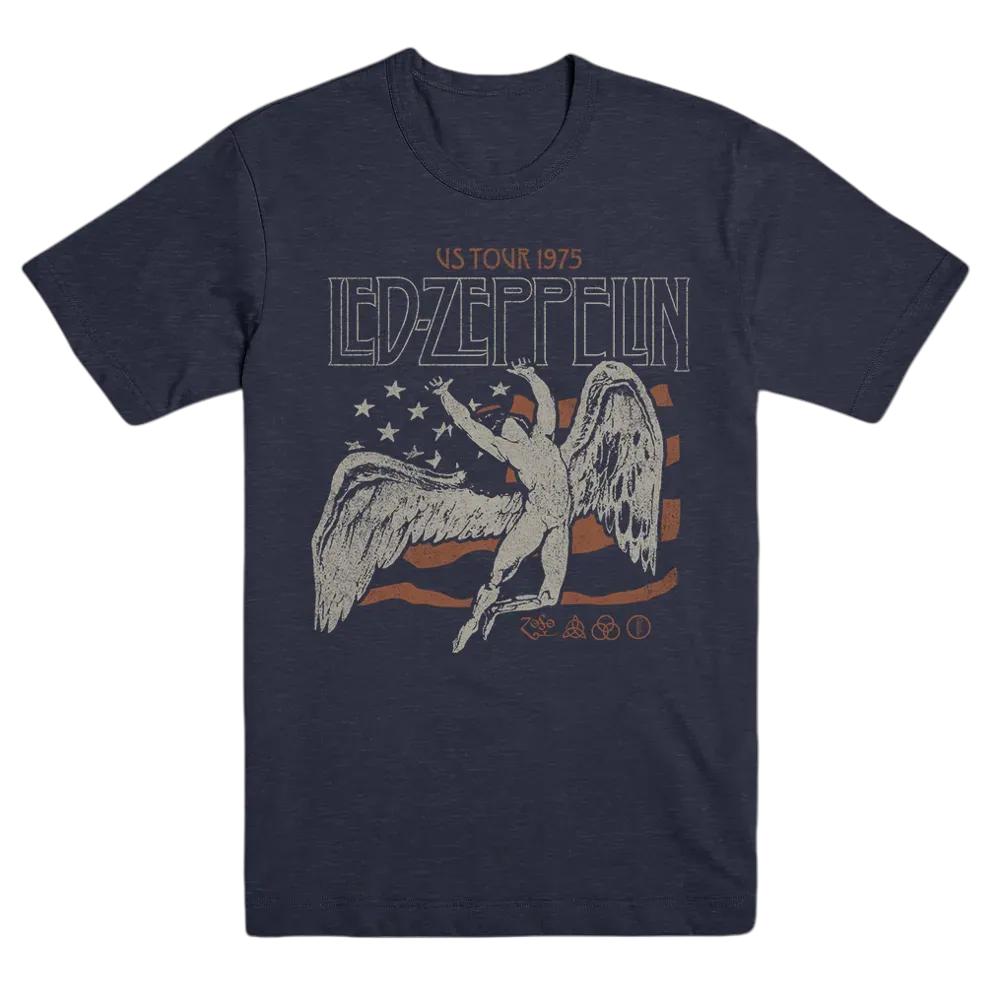 Футболка Rock Band Led Zeppelin Унисекс и Женская Летняя Готическая Y2K Одежда Модная Повседневная Свитшот с Круглым Вырезом и Коротким Рукавом Уличная Одежда