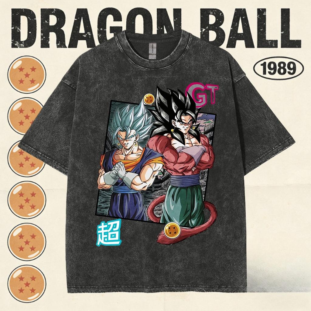 2026 Новая Мода Dragon Ball Винтажная Футболка Мужчины Женщины Лето Хлопок Стиранный Ретро Топы Принт Тяжелый Вес Семейная Совместная Футболка