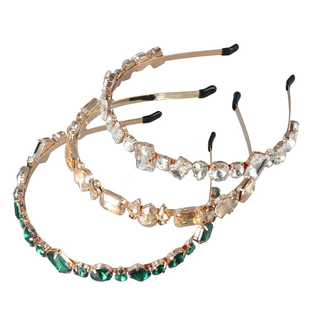 Versatile Zinc Zinc Alloy Thin Side Luxury Crystal Hairband Rhinestone Headbands Headwear Hair Accessories