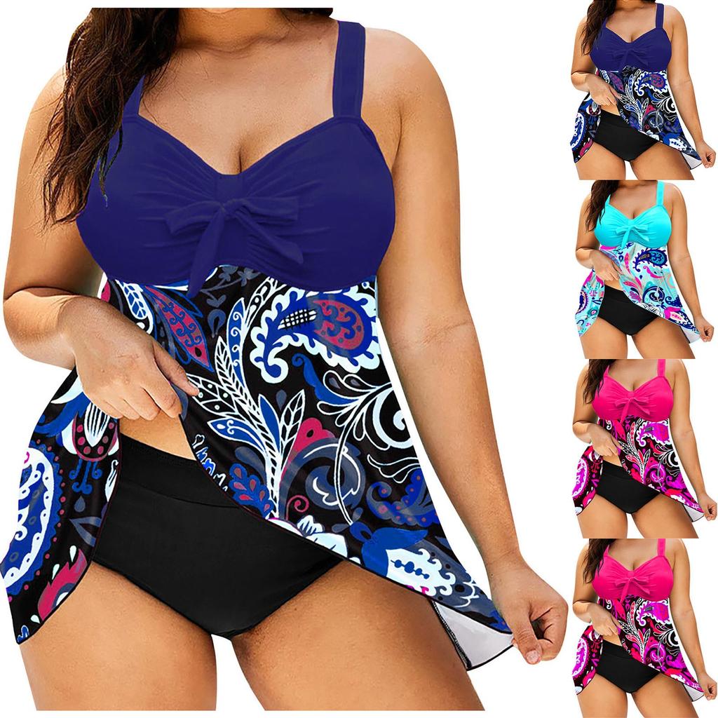 Women's Fashion Sling Printed Two-piece Boxer Swimsuit Swimsuit