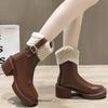 Женские ботильоны из массивного меха, кожаные туфли на среднем каблуке, дизайнерская обувь 2025 года, новый тренд бренда, зимние модные туфли-лодочки в готическом стиле, новые женские ботинки
