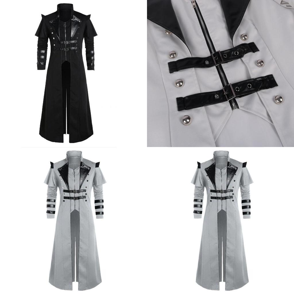 Ретро Длинное Шерстяное Пальто с Разрезом для Сценических Постановок и Модных Фотосессий