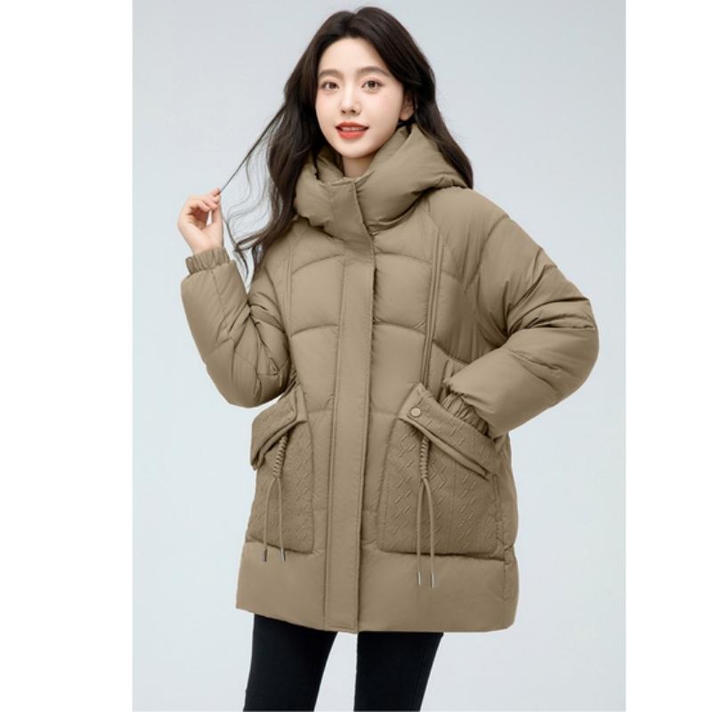 Down Coat Women's Winter New 2025 Fashion Style Loose Hooded Mid Length Cold and Warm Coat