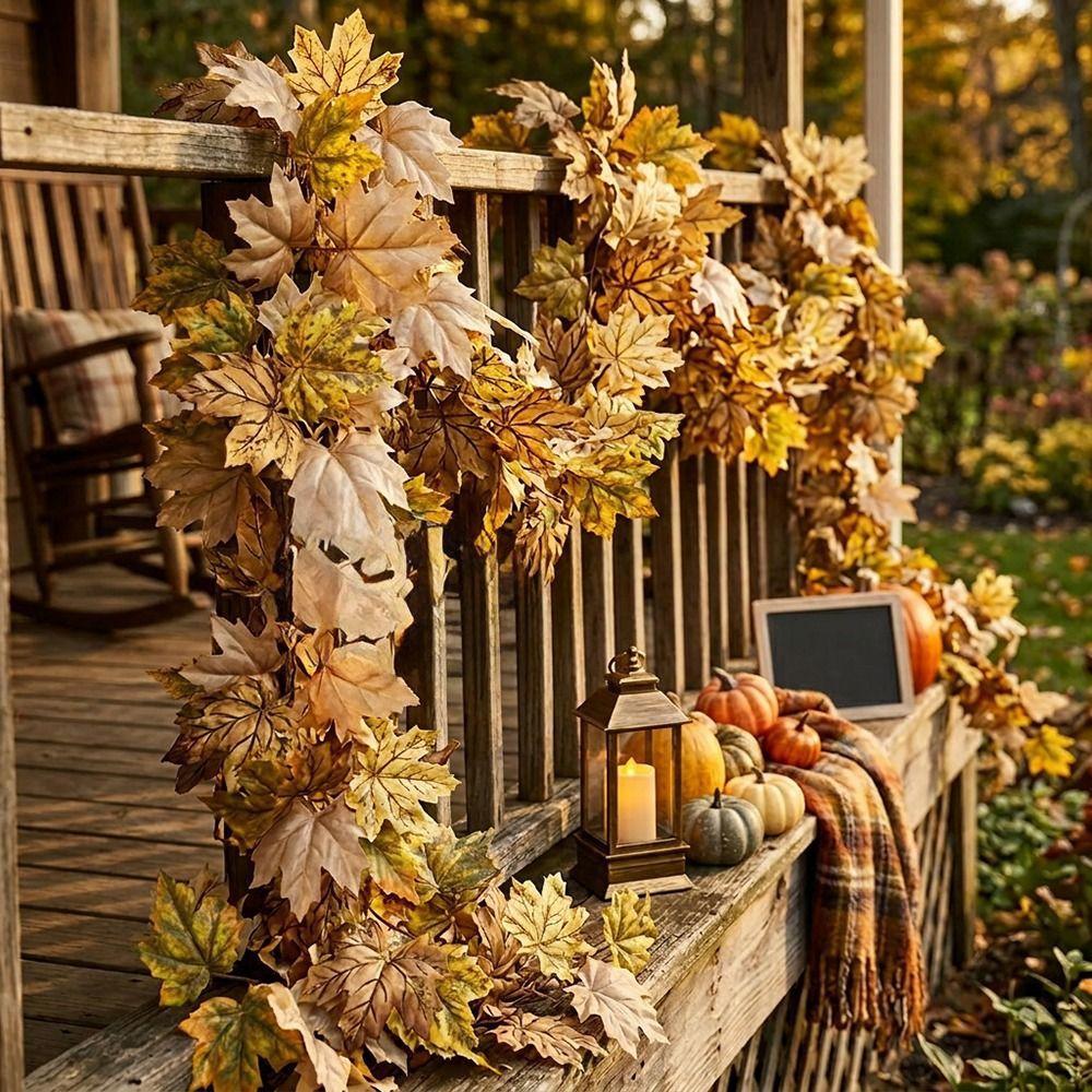 Big Size Leaves Simulation Mapple Leaves Rattans Multicolor Hanging Decorative Vine Party Supplies