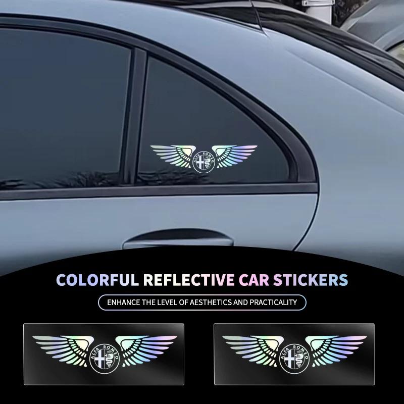 KCWH1 Colorful Reflective Laser Car Refit Personalized Wing Sticker For Alfa Romeo Giulia Stelvio Junior Tonale 33 Stradale 4C Giu