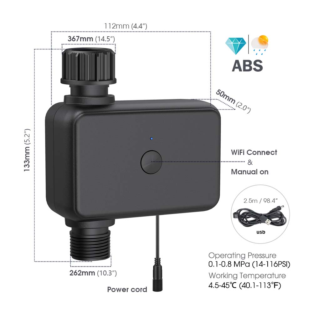 20FT 1/2" Hose 5G Dual Frequency Garden Irrigation Timer Kit 1/4" Adjustable Sprinkler Remote Control Automatic Watering System