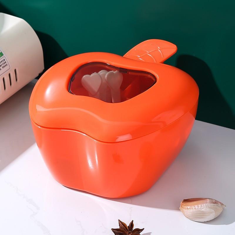 Creative Apple Shaped Multi Grid Design Seasoning Box Comes With 4 Spoons Perfect For Salt Sugar And Various Seasoning