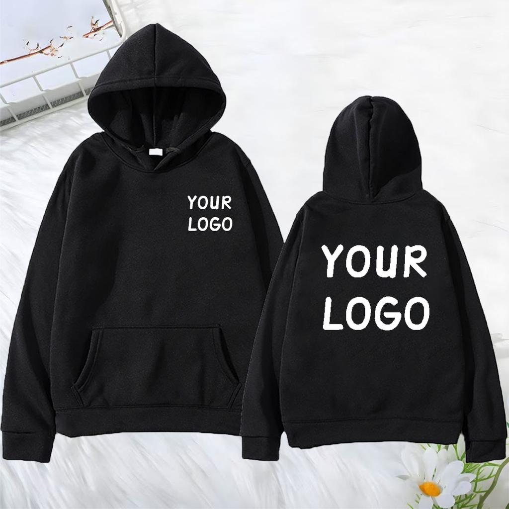 DIY Custom Your Brand LOGO Printed Men Women Casual Hoodie Top Solid Color Pullover Street Personality Sweatshirt Custom Gifts