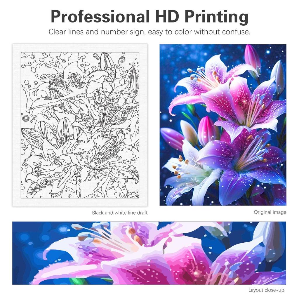 Frame Flowers Painting By Numbers For Adults Kits Modern Wall Art Picture Paint By Numbers Starter Kit For Home Decors 40x50cm