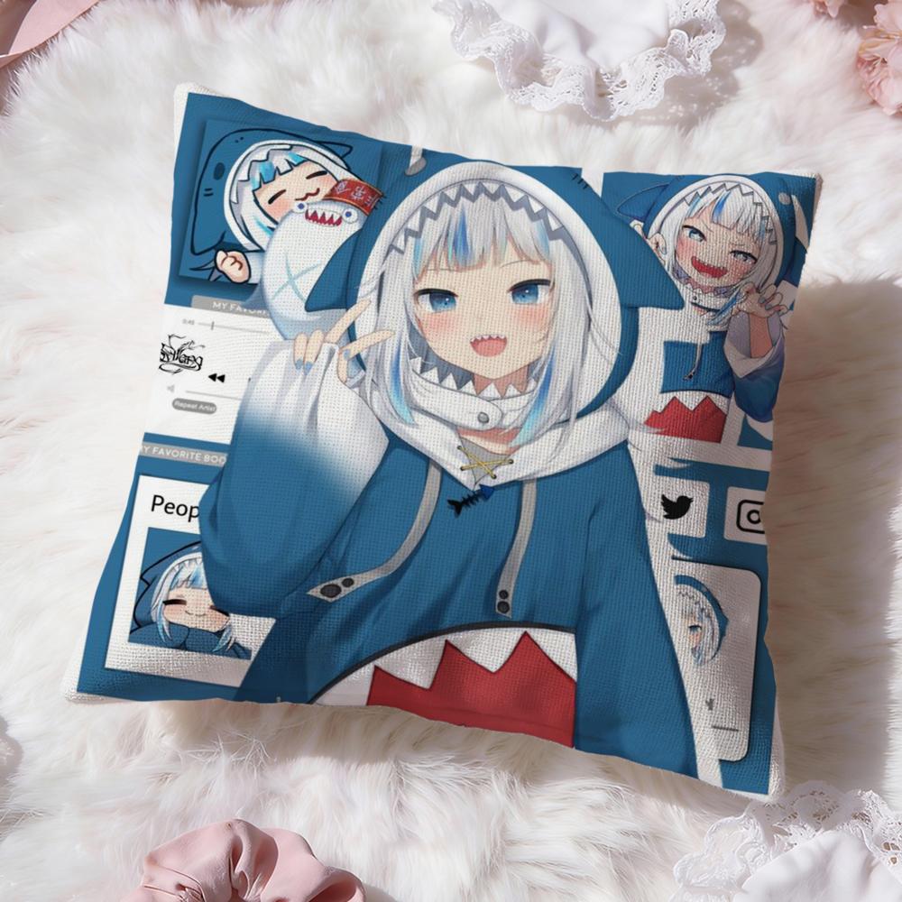 Popular G-GGawr Gura Cushion Cover Soft Washable Pillow Case Multi-Scene for Couch Bed Travel Office Use