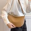 Retro Soft Leather Bag Women's 2025 New Simple Casual Versatile Shoulder Messenger Bag Large Capacity Dumpling Bag