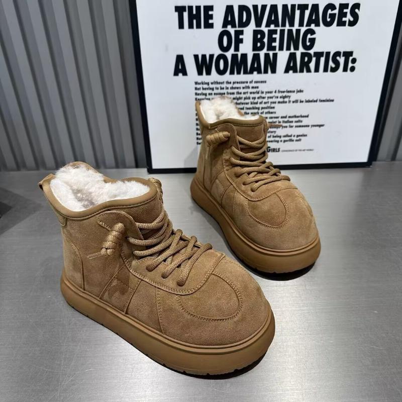 Женские меховые зимние ботинки на платформе с плоскими носками, замшевые плюшевые хлопковые туфли, повседневные кроссовки, зима 2025, тренд, теплые, удобные, спортивные ботинки Mujer