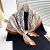 Luxury Vintage Printed 90*90cm Twill Square Silk Scarf Fashion Hijab Foulard Bandana Femme Headscarf Women Shawl Rings Wrap
