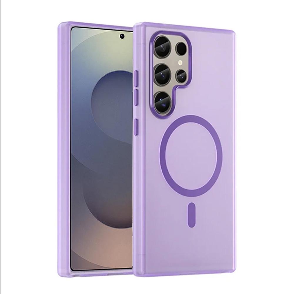 For Magsafe Matte Candy Translucent Phone Case For Samsung Galaxy S25 S24 Ultra S23 Plus FE Shockproof Wireless Charging Cover