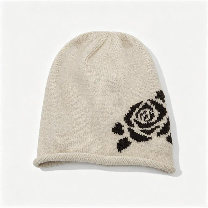 Edge drawstring knitted stacking hat children autumn and winter big head circumference cold-proof and warm headgear plain cold hat