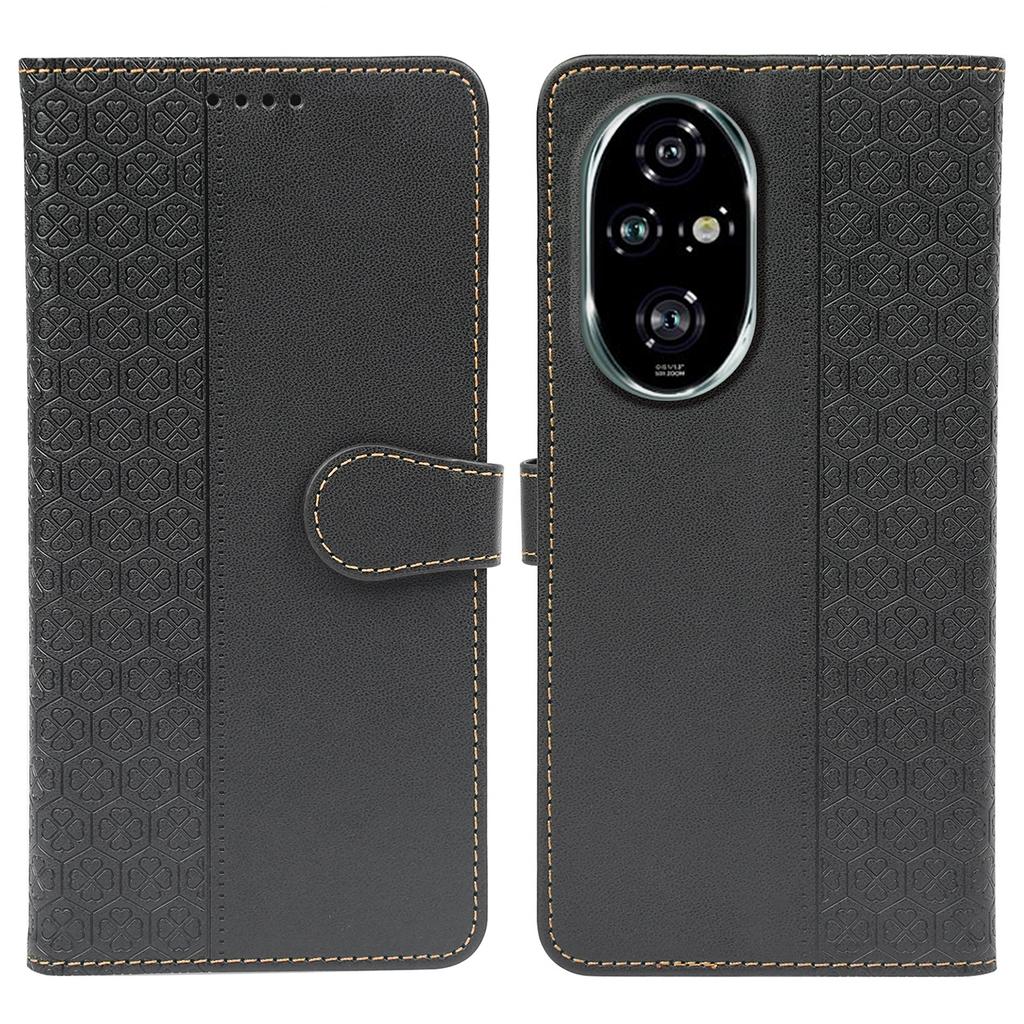 For Honor 200 Pro 5G Case Magnetic Clasp Four Leaf Clover Leather Phone Cover