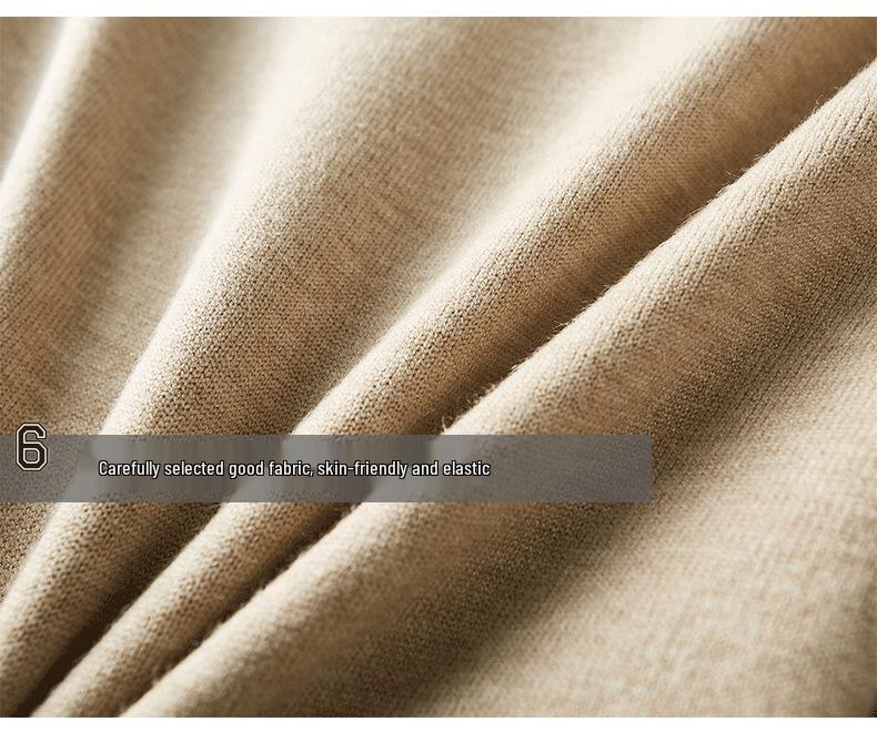 Мужской облегающий вязаный свитер с круглым вырезом - Длинный рукав, однотонный, универсальный базовый слой для осенне-зимнего повседневного тренда.