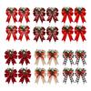 Christmas Bows with Pine Cones Pine Needles Buffalo Plaid Ribbon Bows Christmas Tree Wreath Decoration for Gift Wrapping