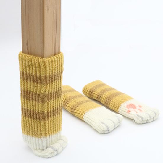 4 шт. Чехлы на ножки стульев в виде кошачьих лапок, Вязаные чехлы для ножек мебели, Защитники пола, Нескользящие, Защищающие от царапин, Снижающие шум, Бахилы для мебели для паркетных полов