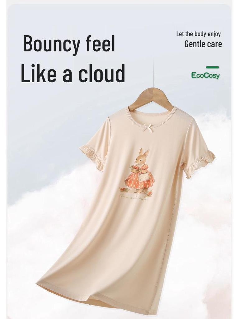 Летняя мультяшная ночная рубашка для девочек - Дышащая пижама свободного кроя для малышек