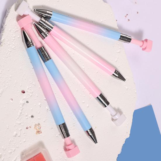 Rhinestone Art Pen with Wax Ergonomic Design Automatic Refillable Nail Pen DIY Craft Fine Tip Manicure Pen