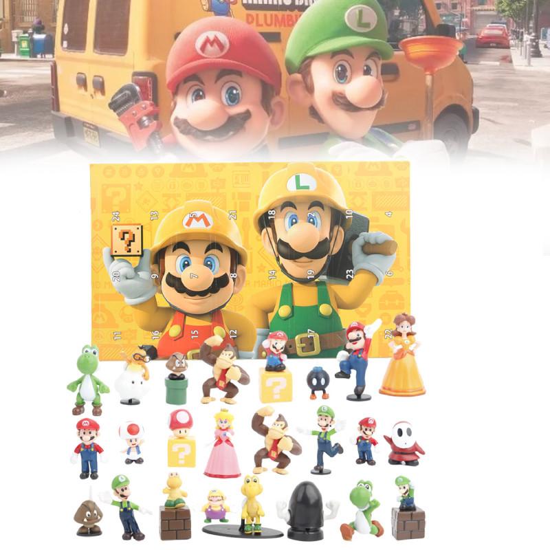 Super Mario Red And Green Mushroom Character Blind Box Figurines Set Of 24 Unique Designs