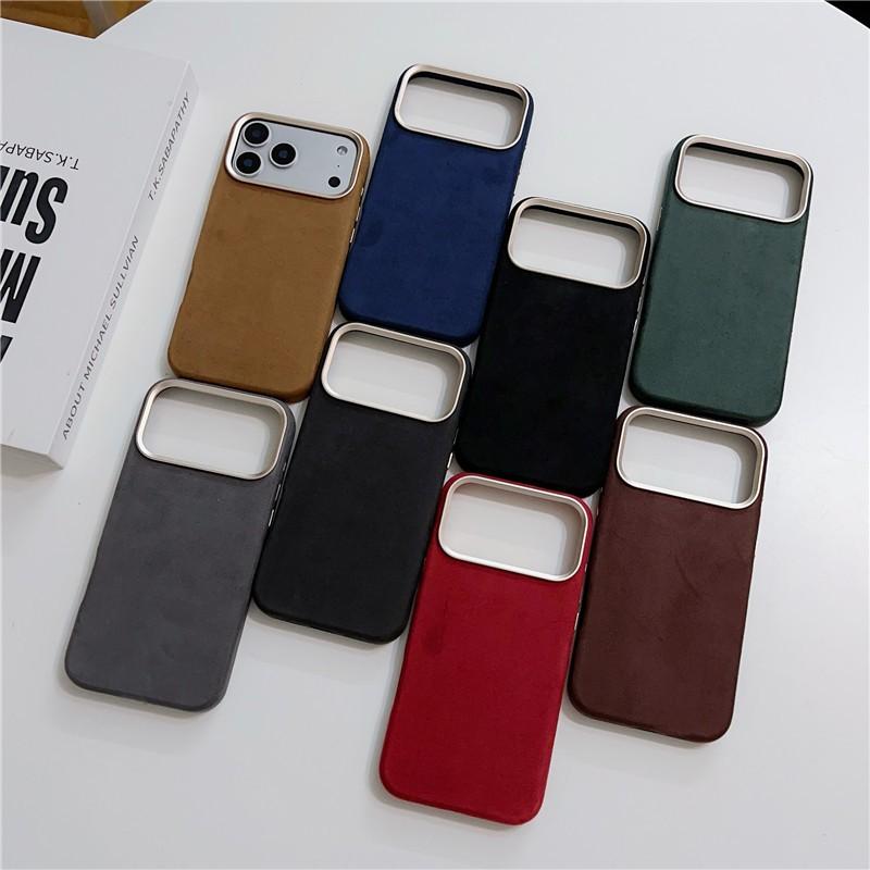 Роскошный кожаный чехол с магнитной застежкой для iPhone 17 13 14 15 16 Pro Max Air Premium Замша Металлическое кольцо для камеры Ударопрочный чехол
