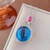 Jewelry Simulation Pigeon Blood Red Corundum Blue Spinel Plain Surface Retro Pendant Main Stone 18 * 20