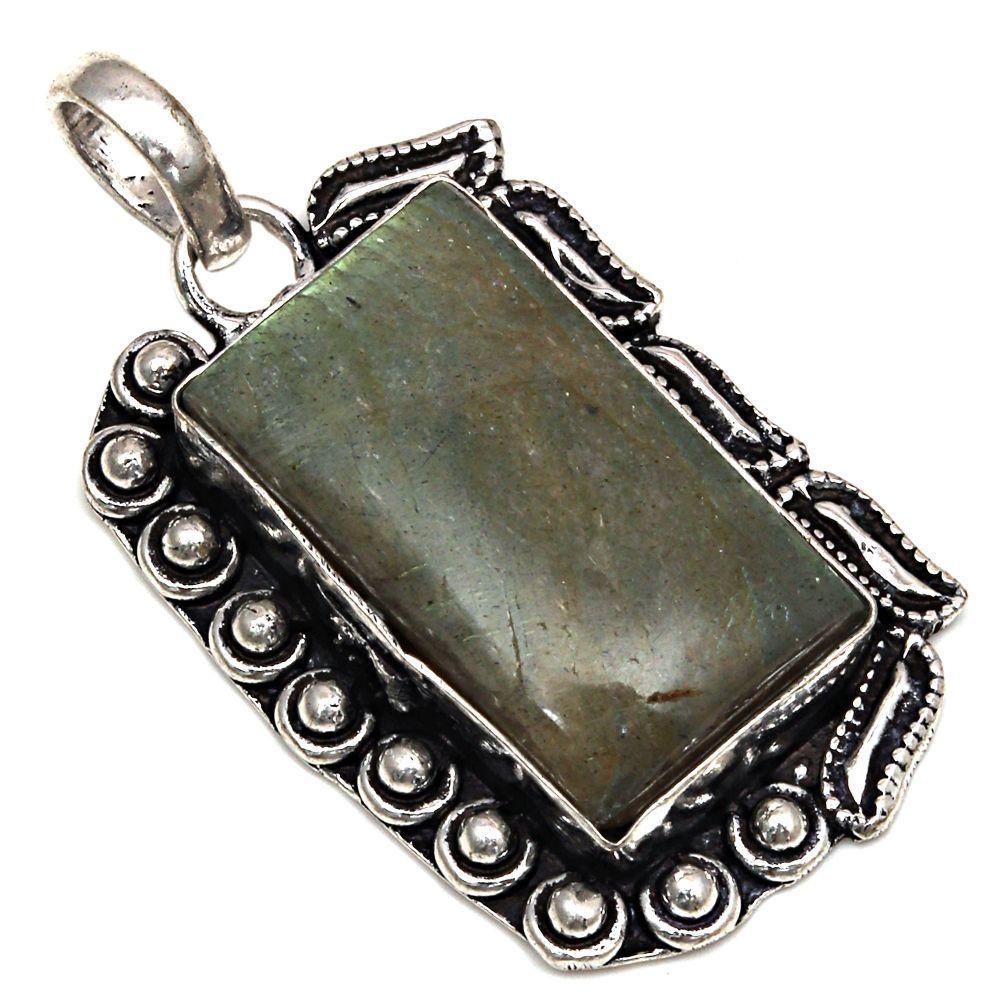 Pendant Shiney Labradorite Gemstone Gift For Her Silver Jewelry 2"