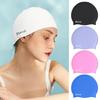Silicone Swim Pool Cap Beanie Hat Soft High Elastic Wear Resistant Solid Color Ear Protection Long Hair Swim Hat for Adult
