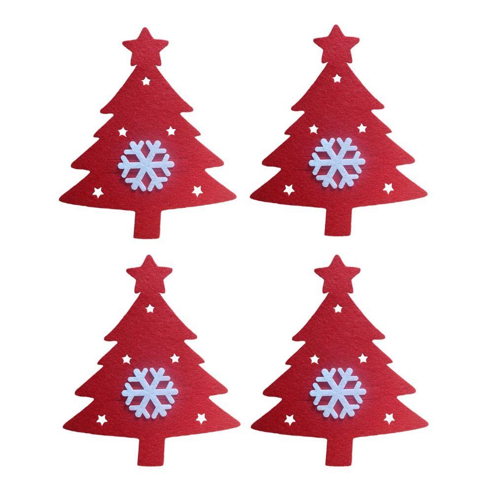 4 шт. Нетканый материал Рождественский держатель для столовых приборов Санта-Клаус Рождественская елка Карман для столовых приборов Сумка для столовых приборов Чехол для столовых приборов с лосем