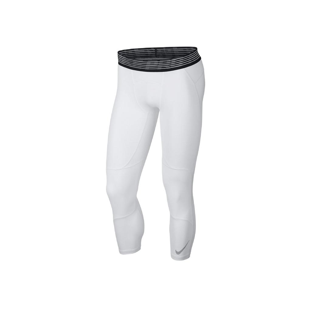 Nike Баскетбольные тренировочные брюки Pro Hypercool Letter Waistband с компрессионным эффектом три четверти, мужские штаны, белые 891835-100