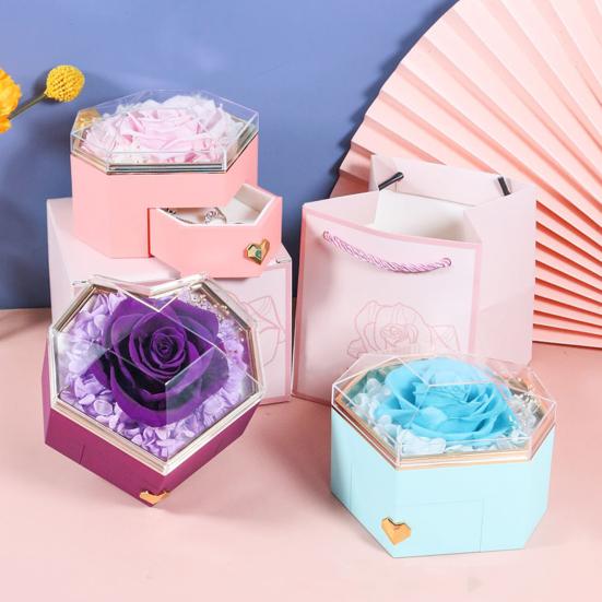 Консервированная шкатулка для колец с розами, шкатулка для украшений в форме сердца, консервированная шкатулка для ожерелий с цветами и скрытым ящиком, подарок на ее день рождения, годовщину, предложение