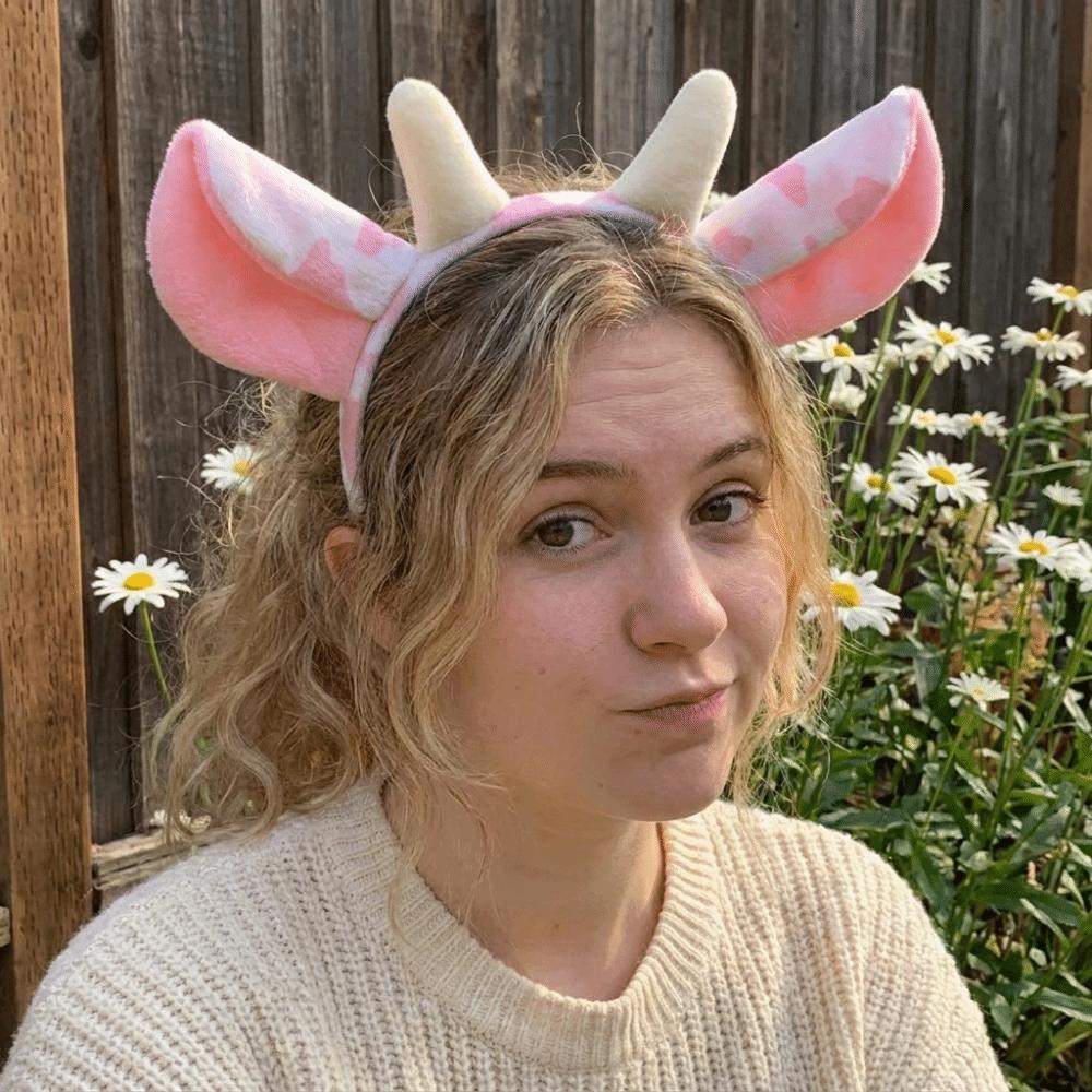 Hair-Pressing Animal Ears Hair Hoop Non-Slip Dairy Cow Hairband Funny Cow Horn Headband Photo Prop