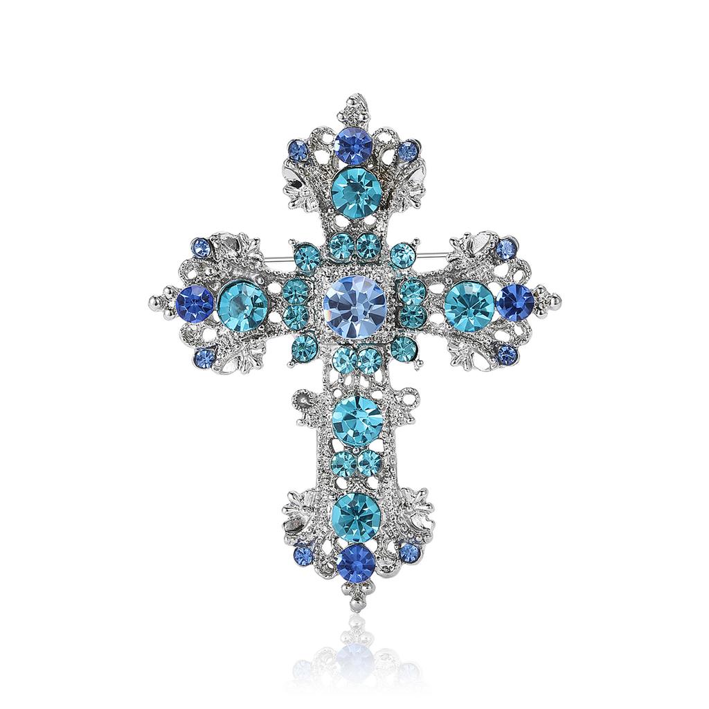 Fashion Creative Alloy Rhinestone Cross Brooch Personality Trend Women'S Clothing Corsage Ornament Pin